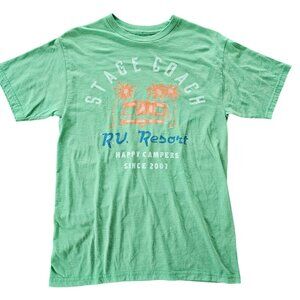 Stage Coach Men's Green T Shirt RV Resort Happy Campers size Small